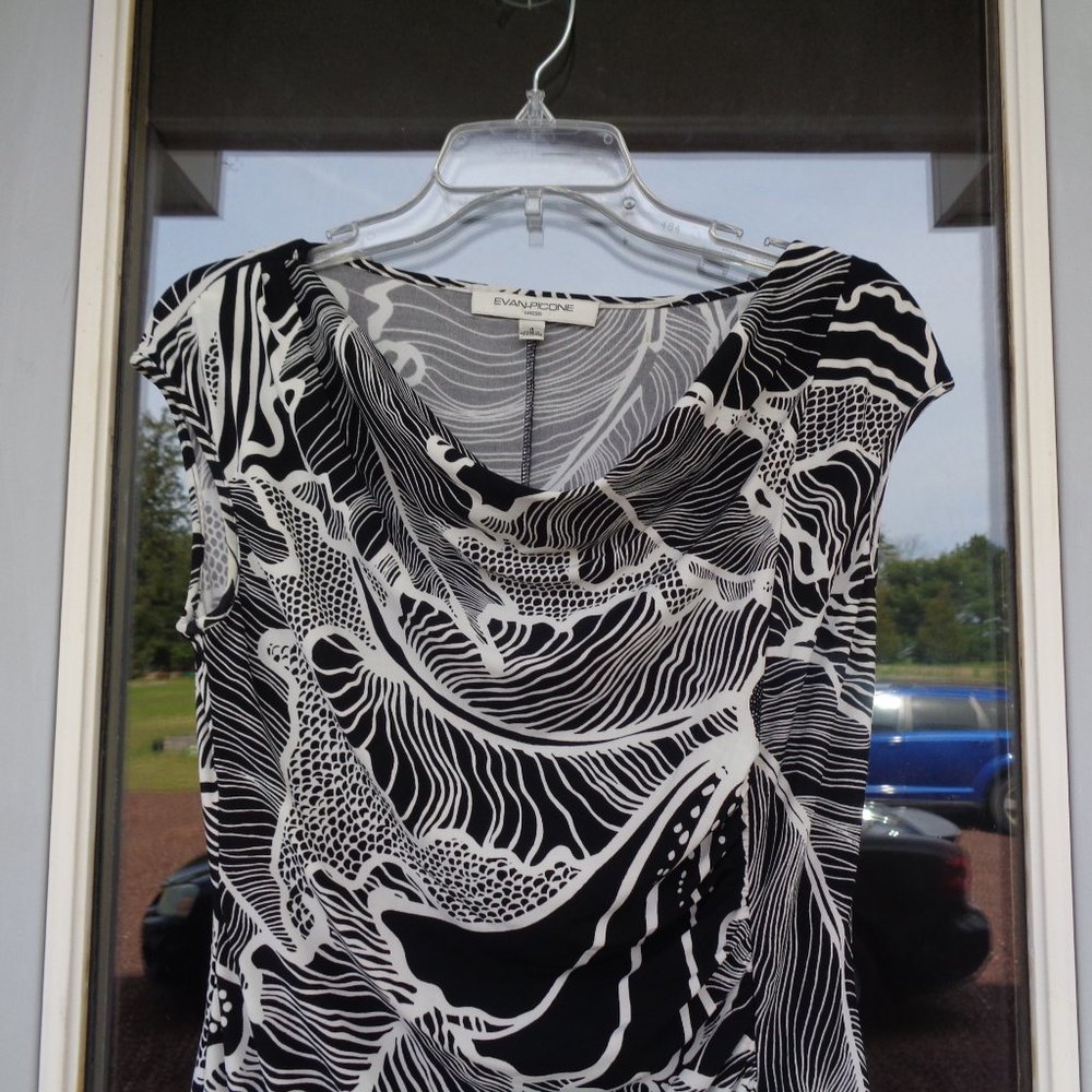evan picone dress abstract print dress w stretch casual party size 4 - Picture 4 of 14